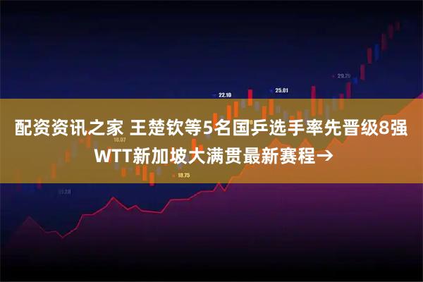 配资资讯之家 王楚钦等5名国乒选手率先晋级8强 WTT新加坡大满贯最新赛程→